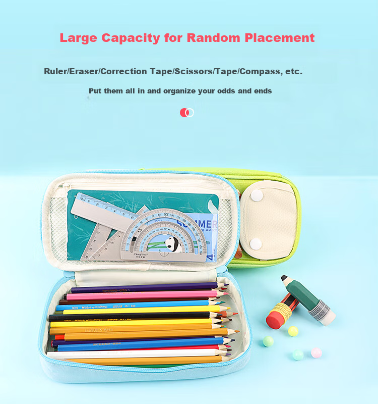 Zhonghua Student Pencil Case, Large Capacity Multi-Layer Pencil Box for Students, Multifunctional DIY Stationery Storage Box, DaDa Panda Series, Children's Day Gift PB0007C, Gree 2