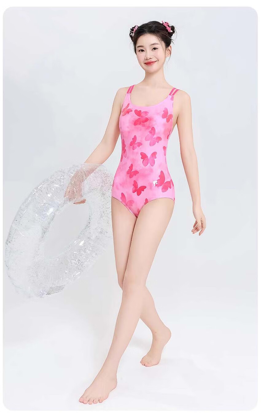 Barbie Women's Competitive Swimsuit One-Piece Triangle Sexy Printed Backless Swimwear for Professional Training in Swimming Pools 9