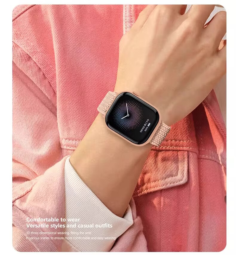 Belt Brother Nylon Strap for Apple Watch S10 Woven Band iWatch S9/8/7/11/6/SE2/1/3 Nylon Loop Sports Strap for Women Plum Color 16
