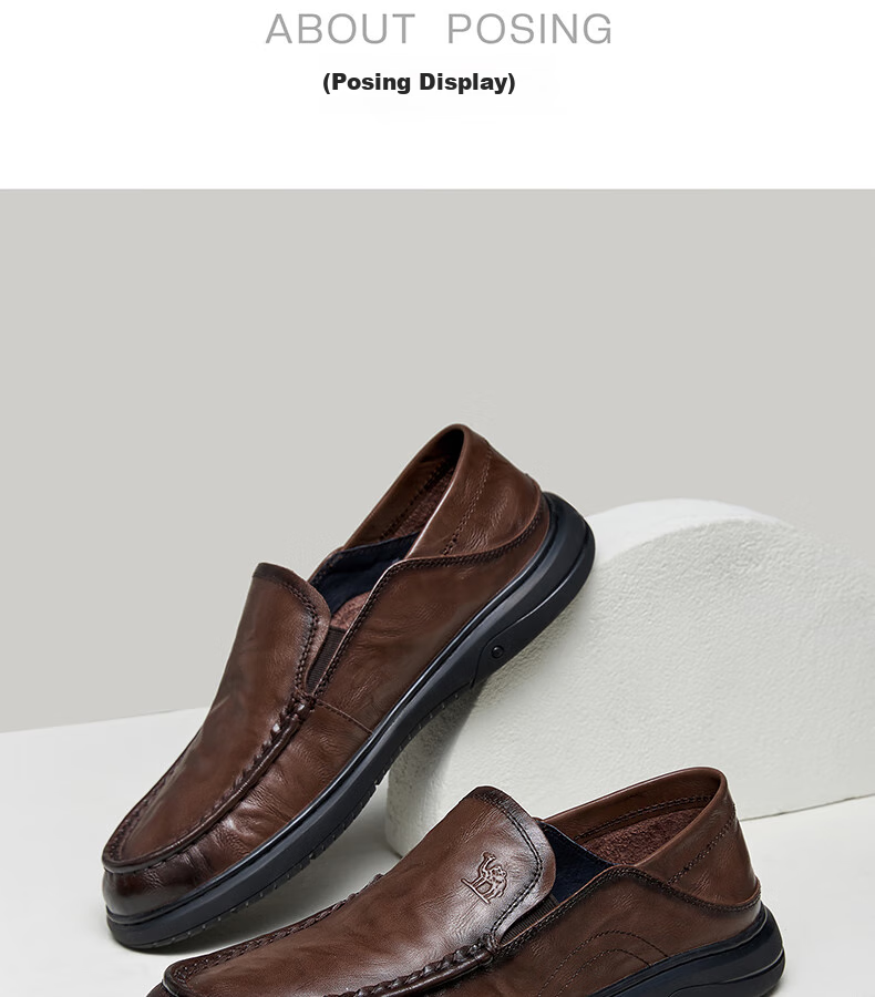 CAMEL Classic Business Soft Sole Lightweight Commuter Gentleman Loafers Leather Shoes for Men G15S155031 Black 39 11