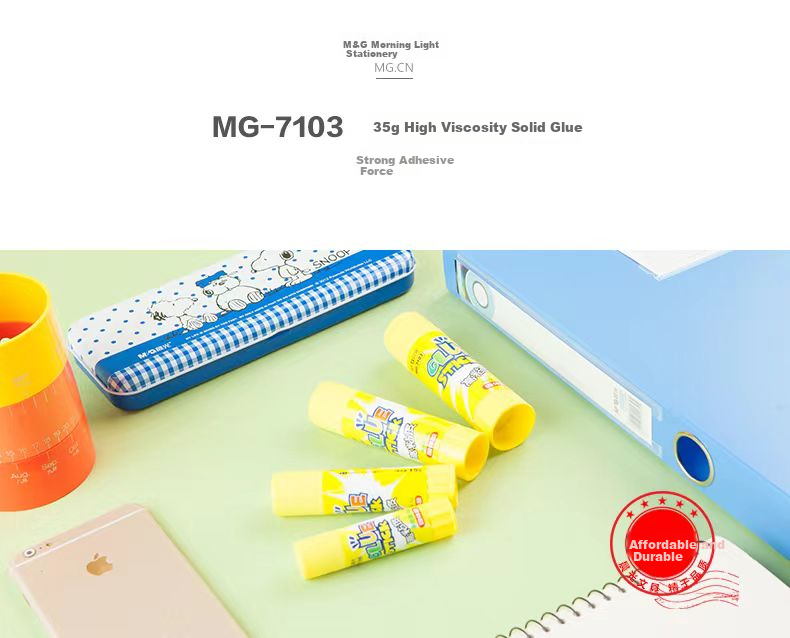 M&G High Viscosity Solid Glue Stick 35g for Students' Crafts, MG7103, Pack of 3 1