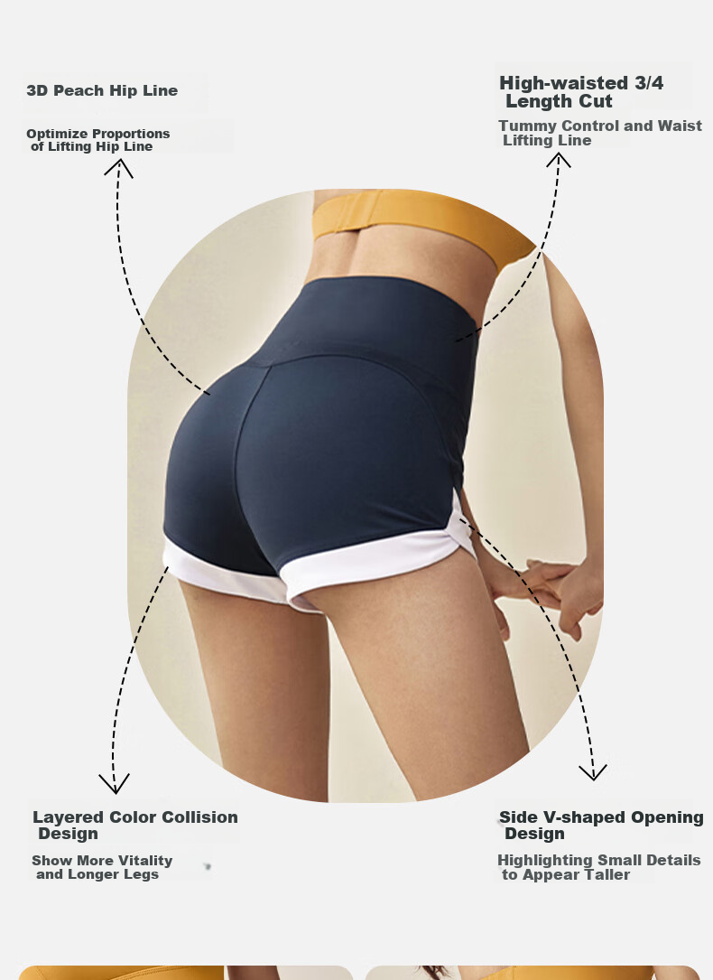 XUEXIMAN Yoga Shorts for Women, Summer High-Waisted Butt-Lifting Professional Running Pilates Training Sports Fitness Three-Quarter Length Pants 5
