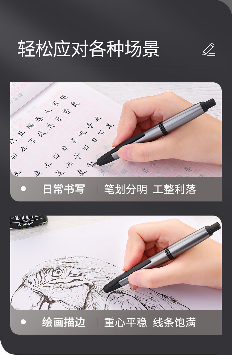 PILOT CAPLESS Button Fountain Pen for Business And Adult Use, Metal Color Barrel, F Nib, Metallic Gray FC-1700RB 1