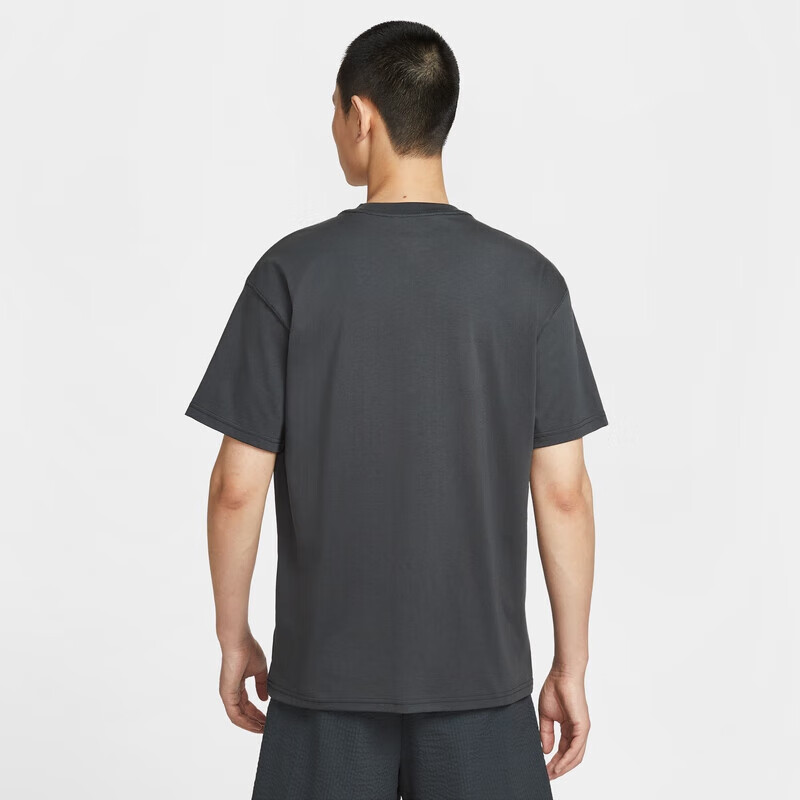 NIKE Men's Short-Sleeve T-Shirt, Knitted Collarless, Sports Casual, Classic Simple HQ9245-060 Black And Gray, XL
