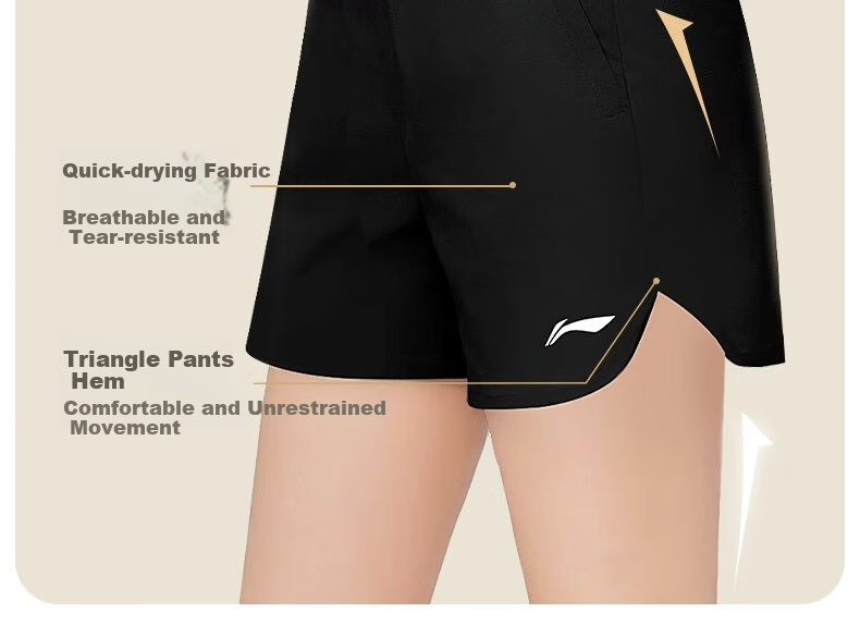 Li-Ning Women's Sports Shorts, Summer New Style, Running Ice Silk Quick-Dry Casual Beach Shorts, Yoga Loose Three-Quarter Length Pants, Size M 12