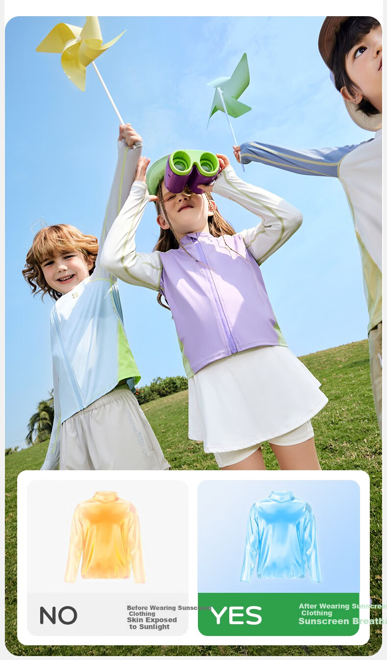 Kocotree Children's Sun Protection Clothing, Original Yarn Ice Silk Jacket, Boys And Girls UV Protection Ice Skin Coat 10