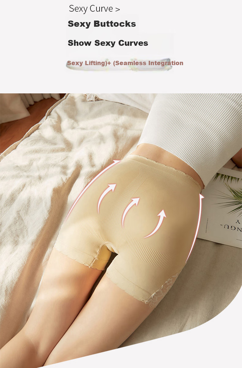 Langsha Women's Safety Shorts, Anti-Exposure Underwear, Lace Seamless Comfortable Non-Curling Two-In Base Layer Pants 2