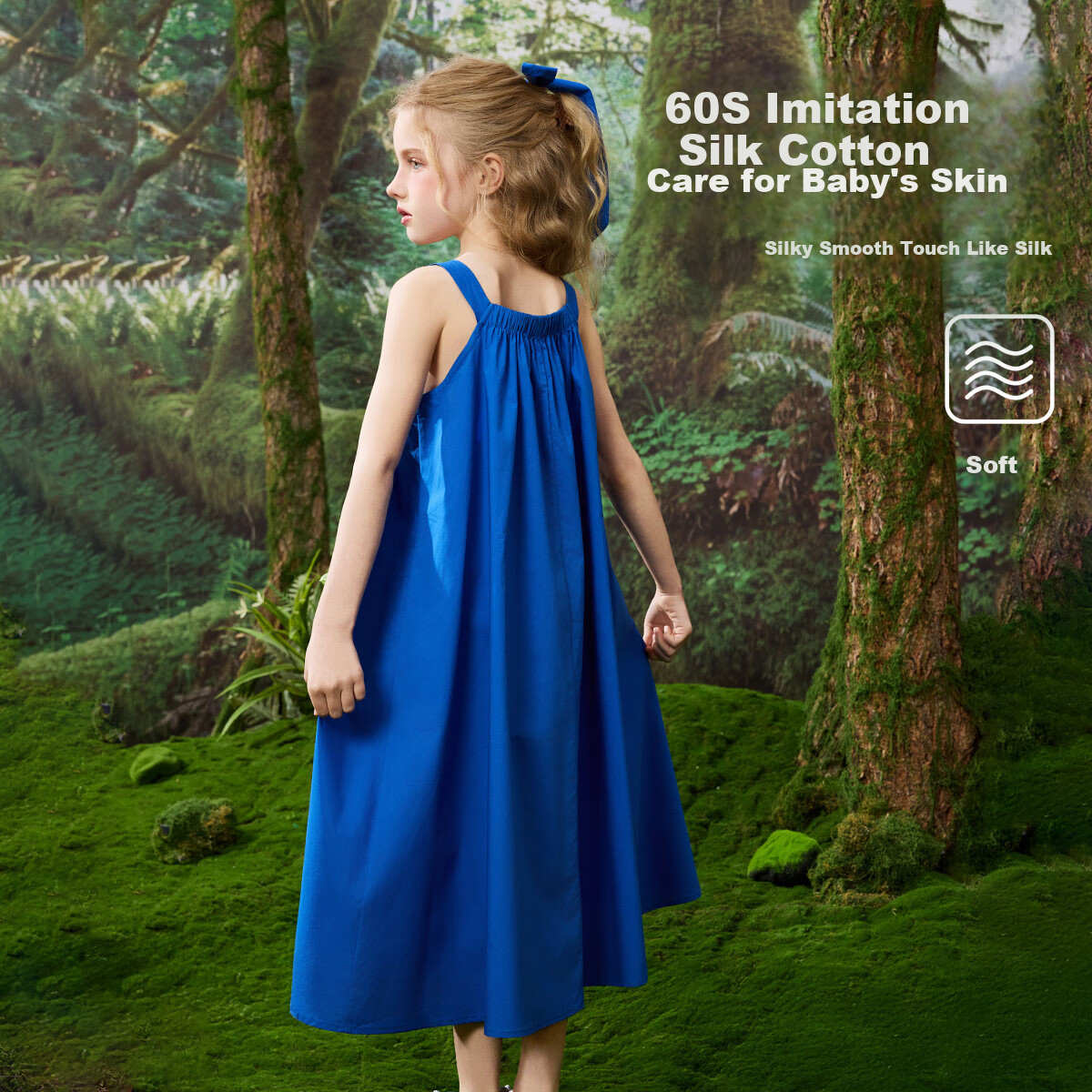 ASK JUNIOR Children's Pure Cotton Dress, Summer Spaghetti Strap Dress with Flowers, Girls' Vacation Style Long Dress, Princess Dress 3