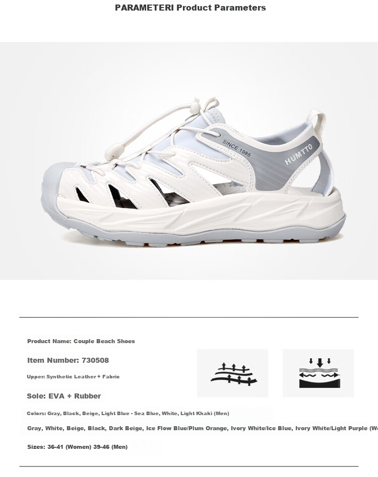 HUMTTO Outdoor Sports Sandals for Women, Closed-Toe Beach Shoes, Quick-Drying Water-Friendly River Tracing Shoes, Ice Blue/orange Blossom Plum, Size 37 8