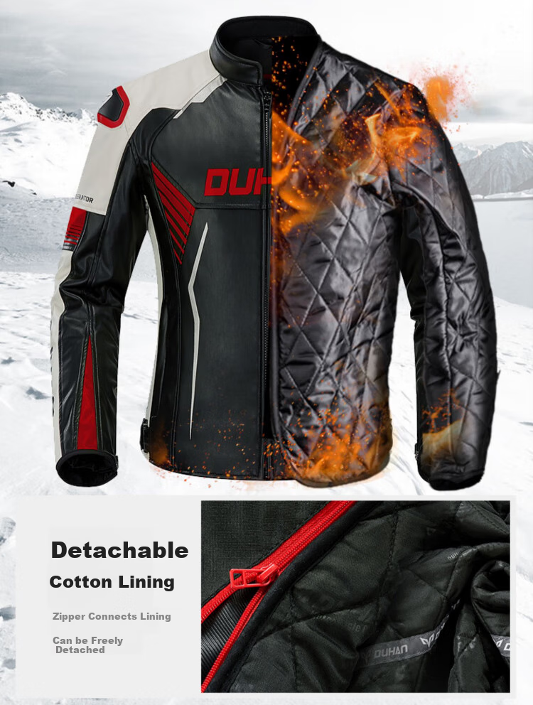 DUHAN D-2168 Motorcycle Riding Jacket, Long-Sleeve Racing Suit, Off-Road Motorbike Leather Jacket, Autumn And Winter Black Gold Men's Style M 6