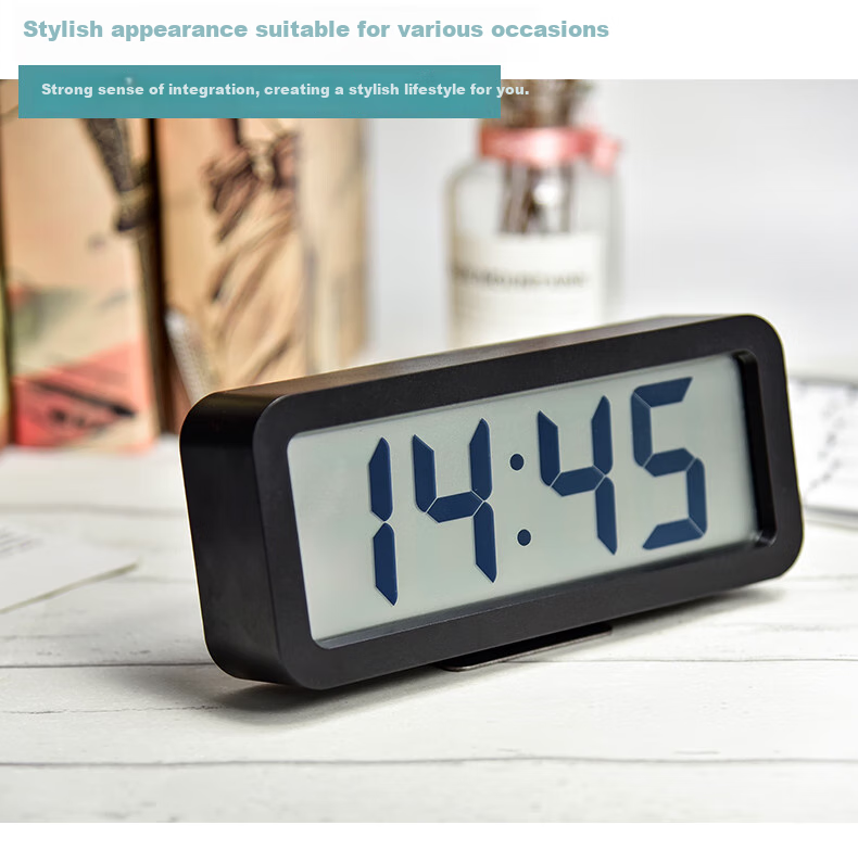 Hense LCD Desktop Clock, Living Room Electronic Clock, Large Digital Display for Middle-Aged And Elderly, Alarm Clock, Wall-Mountable, Bedroom Bedside Table Clock, Musical Ringtone, Simple Alarm Watch HA919 Black 10