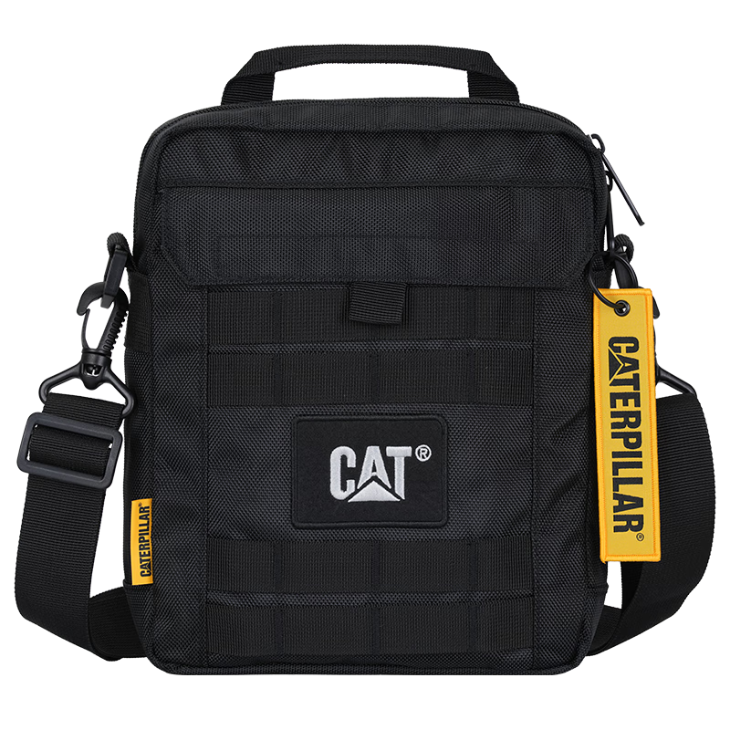 CAT Shoulder Bag, Crossbody Bag, 11-Inch IPad Messenger Bag, Outdoor Tactical MOLLE Expansion Side Bag, 84036 Black
