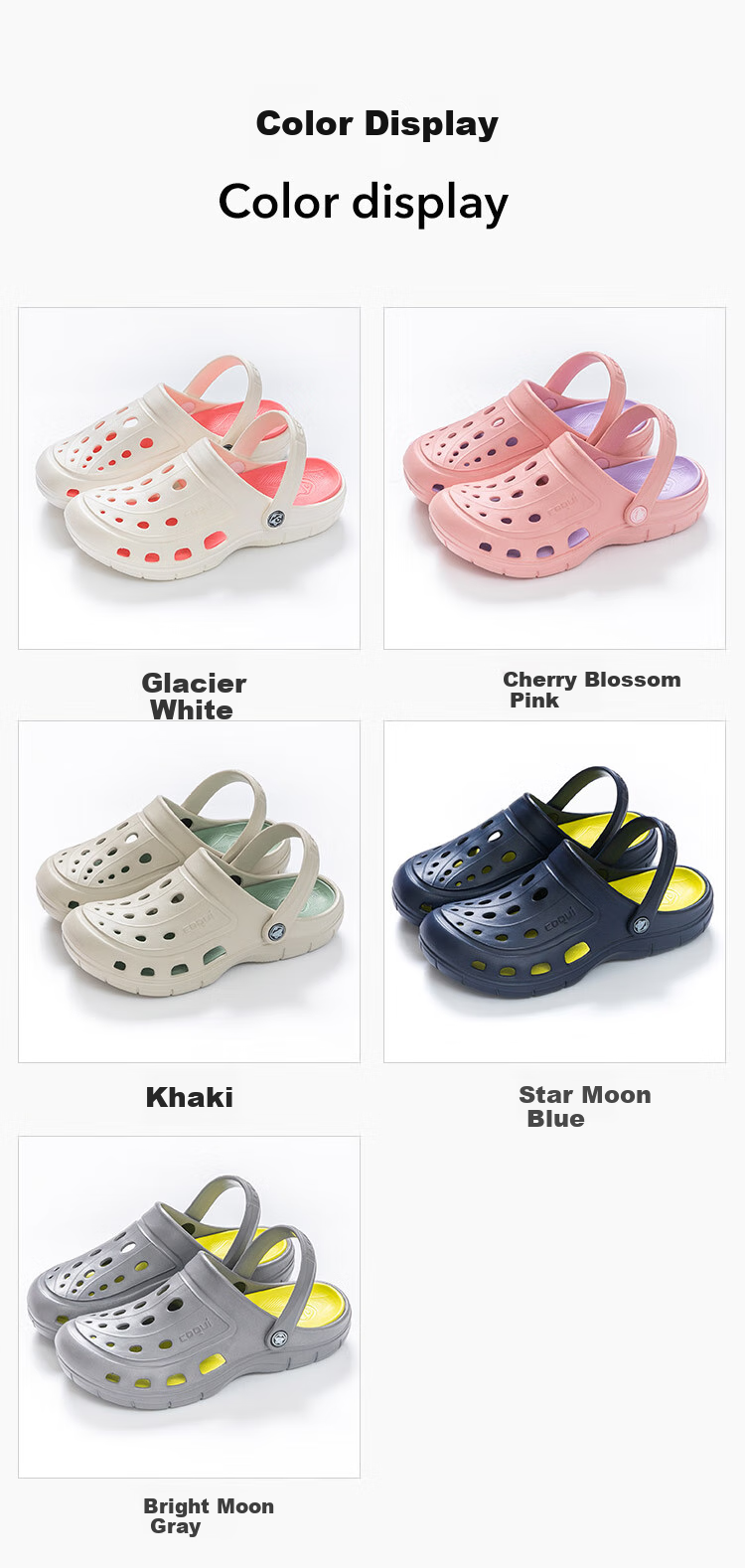 Coqui Couple's Perforated Shoes, Rain-Resistant, Lightweight, Sand-Draining, Dual-Wear, Casual Versatile Sandals, Women's Style, Khaki Color, Size 40, CQ6351 9