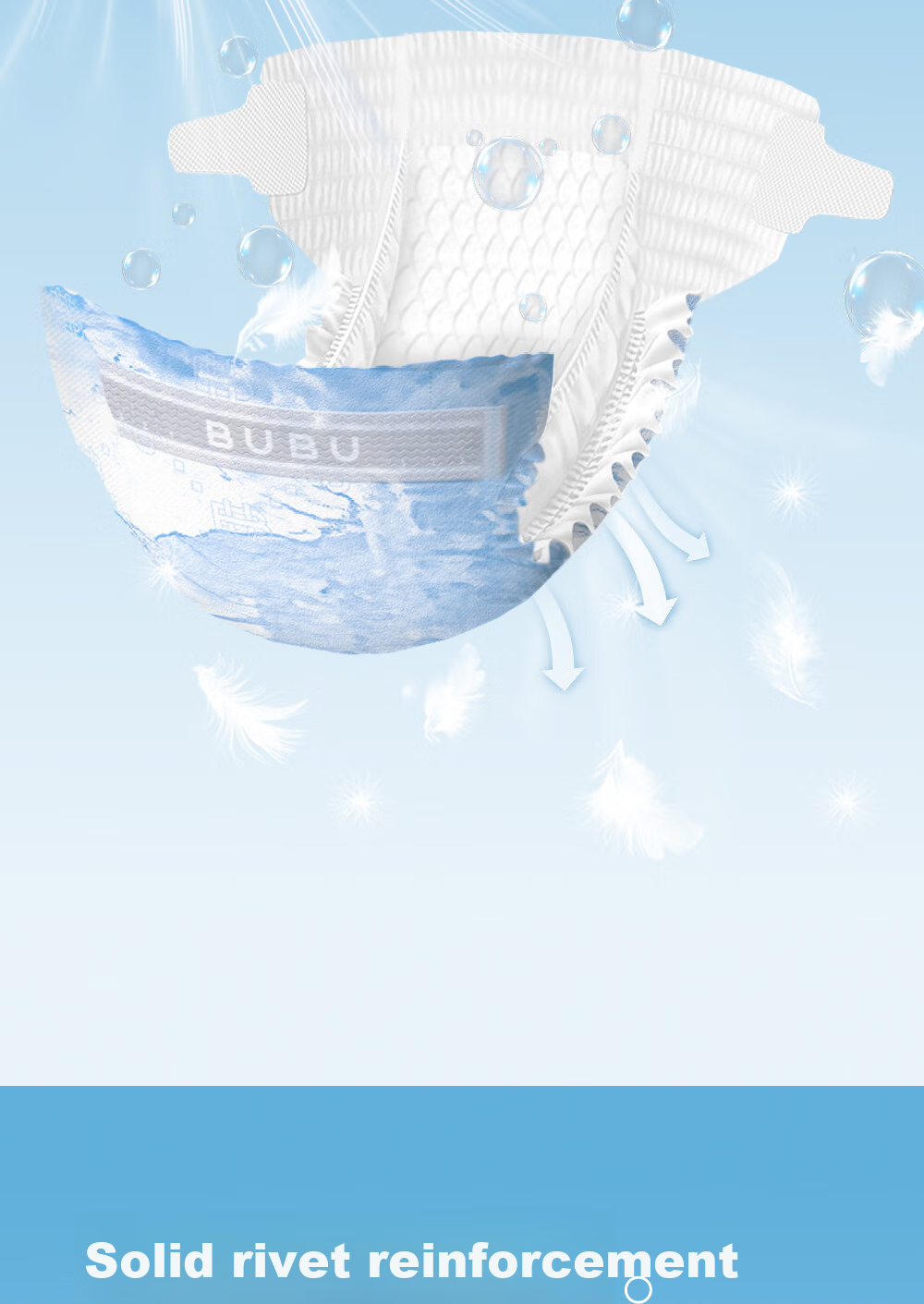 BUBU Wind-Blowing Wheat Field Diapers, Size L, 6 Pieces, Ultra-Thin Breathable Wind-Feel Pants 2