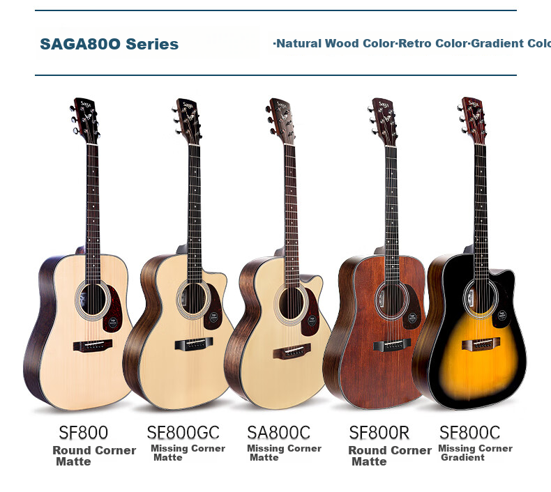 SAGA Guitar Solid Top SF800 Upgraded Version, Natural Wood Color, 41 Inches, Entry-Level Acoustic Guitar for Beginners, No Returns if You Can't Lear 10