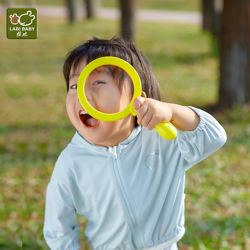 Labi Baby Kids Sun Protection Jacket Spring Summer Breathable Outdoor UV Protection UPF50+ Hooded Top Light Blue 140