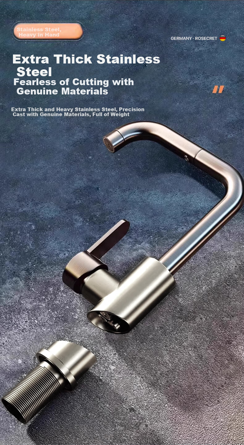 Rosecret 【Germany】Extra Thick Stainless Steel Basin Faucet High Polish Household Bathroom Hot and Cold Wash Basin Faucet MPLT 3