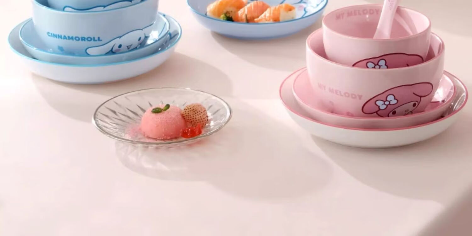 MANCHAOJIA Sanrio Cinnamoroll Bowl And Plate Set, Cute Ceramic Tableware for Home Use, Aesthetic Dining Set, Birthday Gift for Friends And Sisters 1