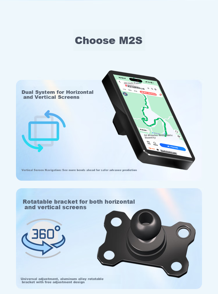 Tupozhe M2S-200 Motorcycle Dash Cam, Horizontal And Vertical Screen, Intelligent Radar Car System, Carplay Navigation Device, Wireless Phone Projection, Dual Camera, Loop Recording 3