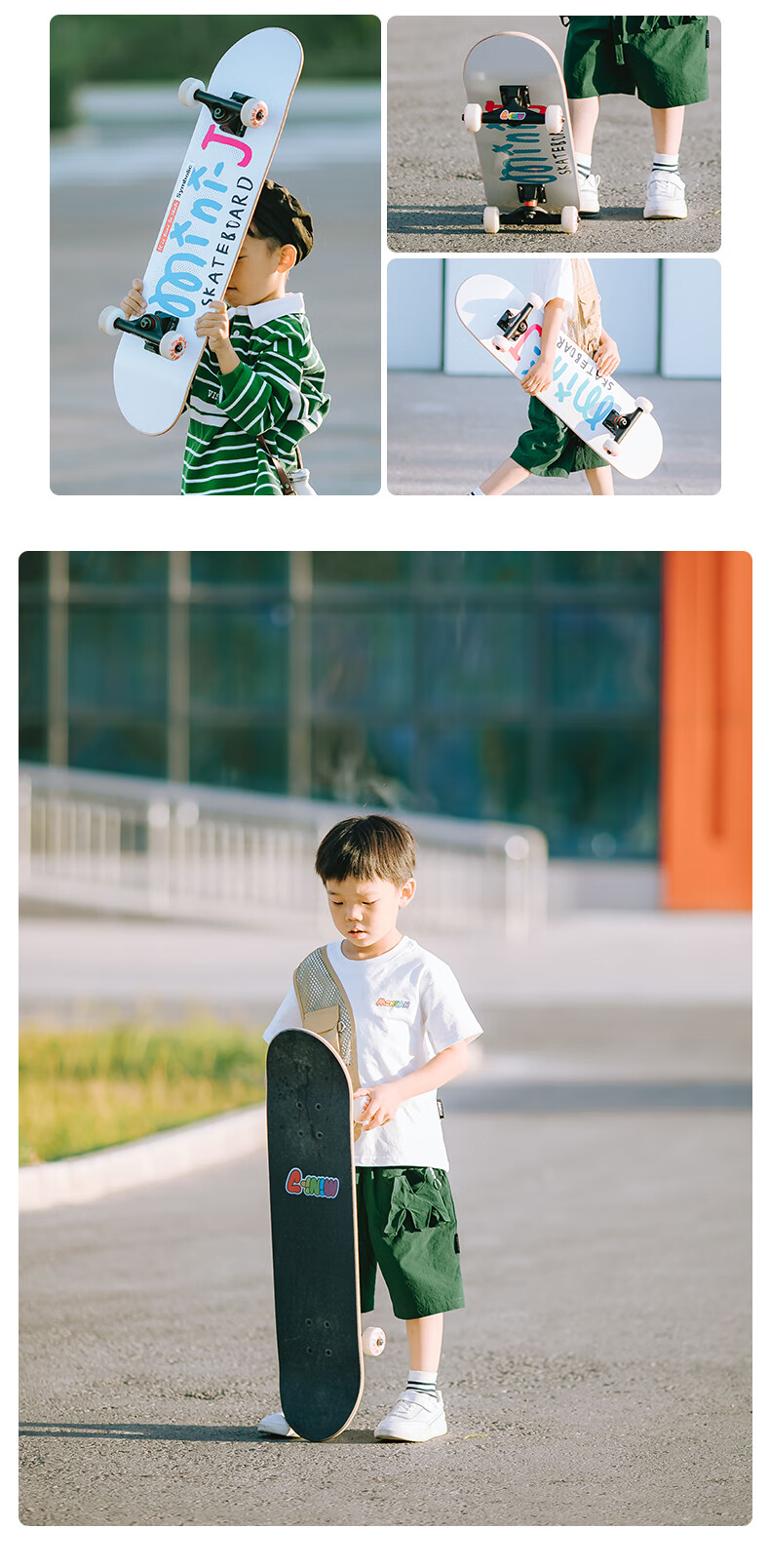 JUSTICE Kids Skateboard Double Kick Professional Youth Boiling Point Mini-J Series Holographic Rainbow 6-12 Years 10