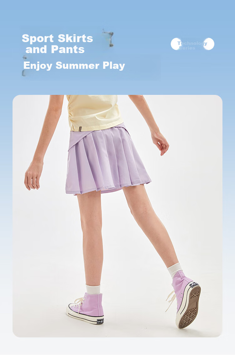 SOUHAIT Girls' Cooling Sun Protection Short Skirt, Summer New Style Children's Pleated Skirt, Navy Blue, Size 170 1