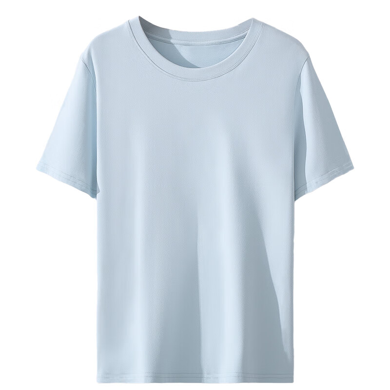 Yiershuang Women's T-Shirt, Autumn Thin Pure Cotton Short-Sleeve Pajamas, Fresh Solid Color Versatile Base Shirt, Cool Breathable Top