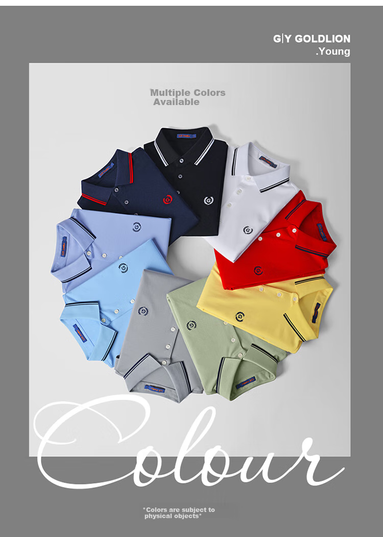 Goldlion Men's POLO Shirt, Summer Simple Casual Skin-Friendly Long-Staple Cotton T-Shirt TSF0349-LA118, Sky Blue, M 6