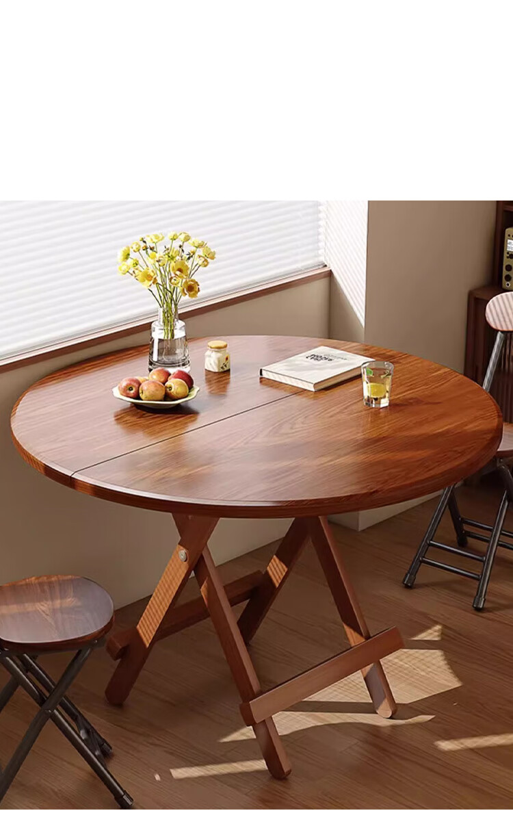 Yupin Foldable Round Dining Table, Simple Home Dining Table for Small Apartments, Outdoor Living Room Table And Chairs CJ123 Square Table Walnut 80 4