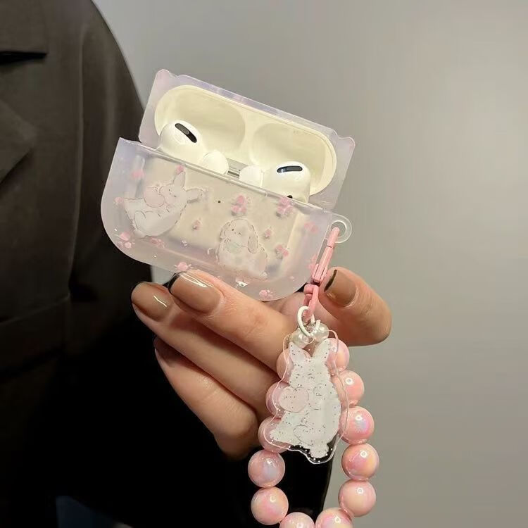 Beiyipin Cute Cartoon Rabbit Cat Apple Earphone Case Compatible with AirPods 1/2 Protective Cover for AirPods 5