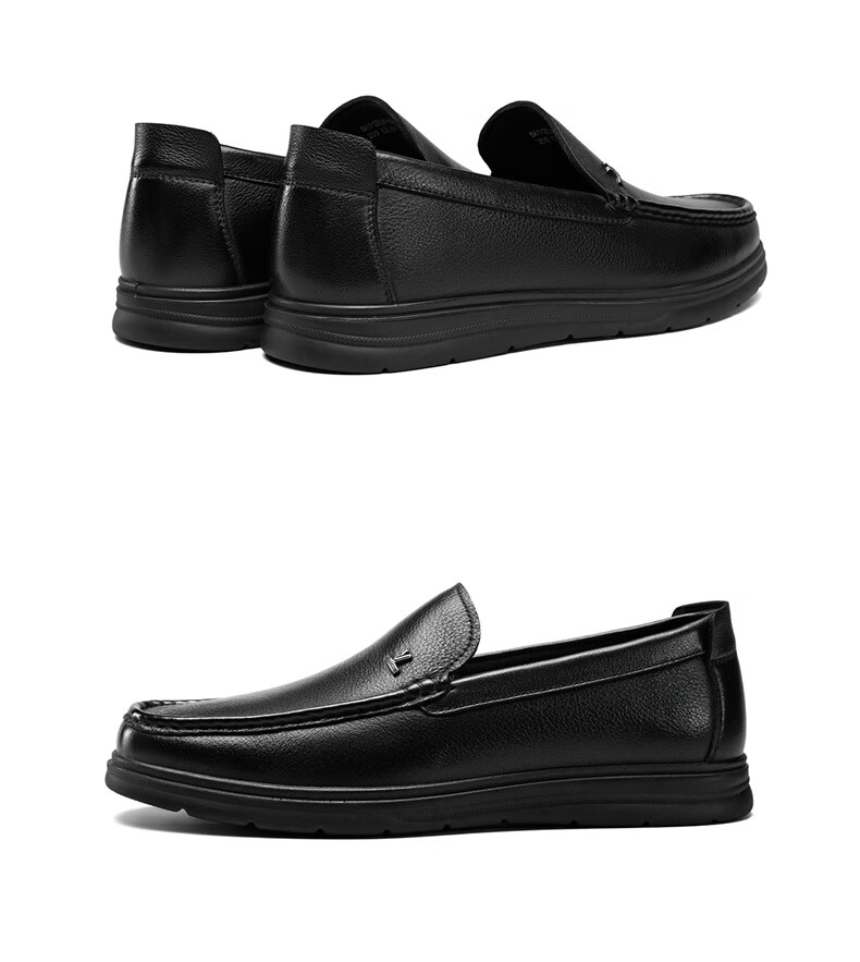 Eierkang Men's Business Casual Slip-On Leather Loafers Comfortable Driving Shoes 97150W Black Size 40 9