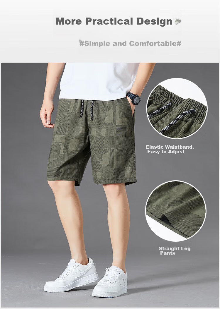TUCANO Men's Shorts, Summer Pure Cotton Thin Camouflage Loose Five-Point Pants, Men's Outdoor Wear, Large Shorts, Mid-Length Pants, Men's Trousers 2