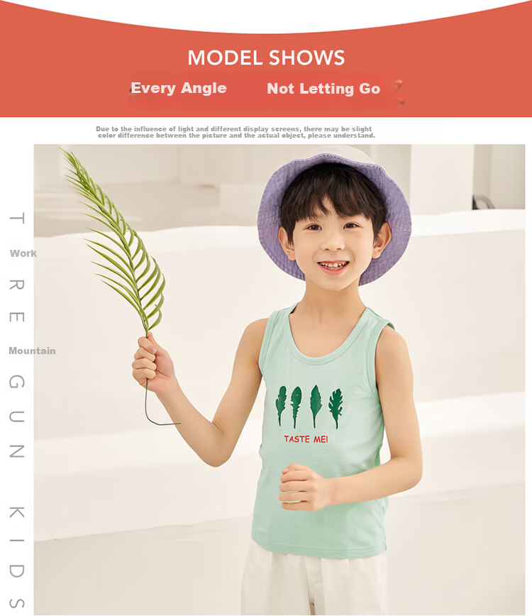THREEGUN Class A Skin-Friendly Elastic Cotton Vest for Boys And Girls, Children's Outdoor Wear 39121A0 Light Coffee 100 14