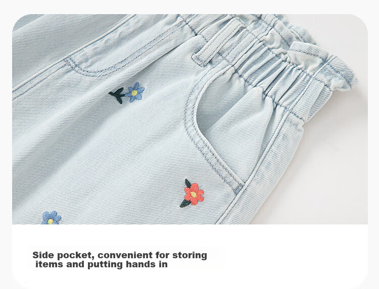 BALABALA Children's Clothing, Girls' Shorts, Summer 2025 Collection, All-Cotton Denim Casual Embroidered Puff Skirt, 208225110004 4