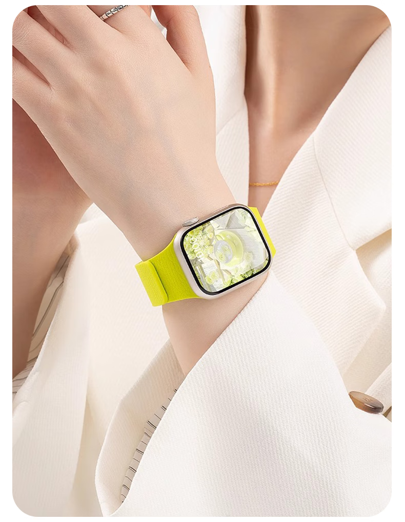 Mashi Compatible Apple Watch Band, Litchi Pattern Magnetic Silicone Strap for Ultra 4/3/iWatch S12/11/10/9/8/7/6/SE, Autumn And Winter Wristband 8