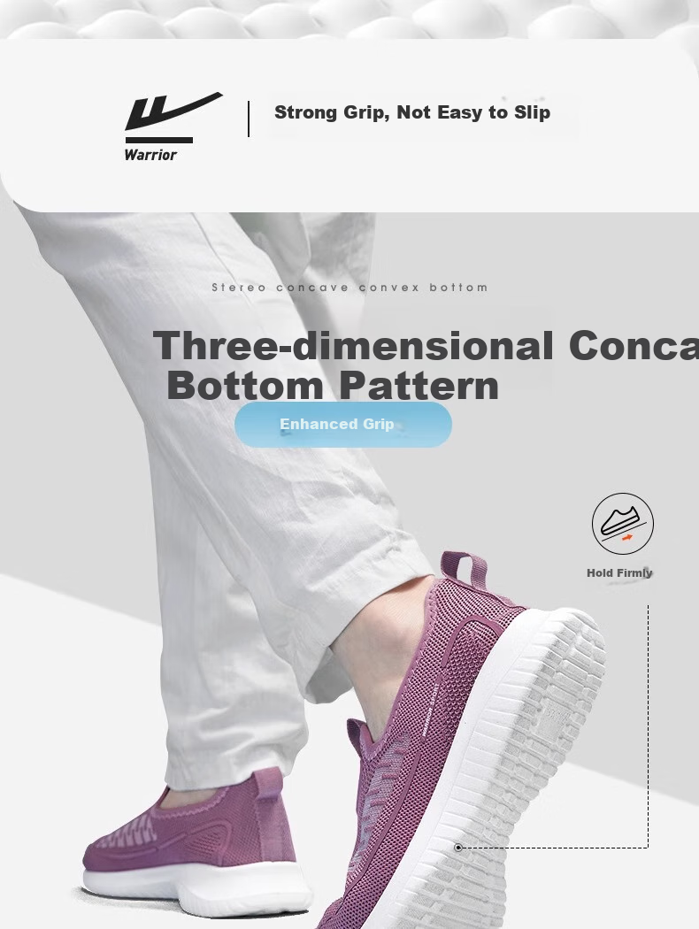 Warrior Women's Shoes, Mom Shoes, Autumn Season, Soft Sole Slip-On, Soft-Bottomed Sports Old Beijing Cloth Shoes, 0603, Light Purple, Size 39 7
