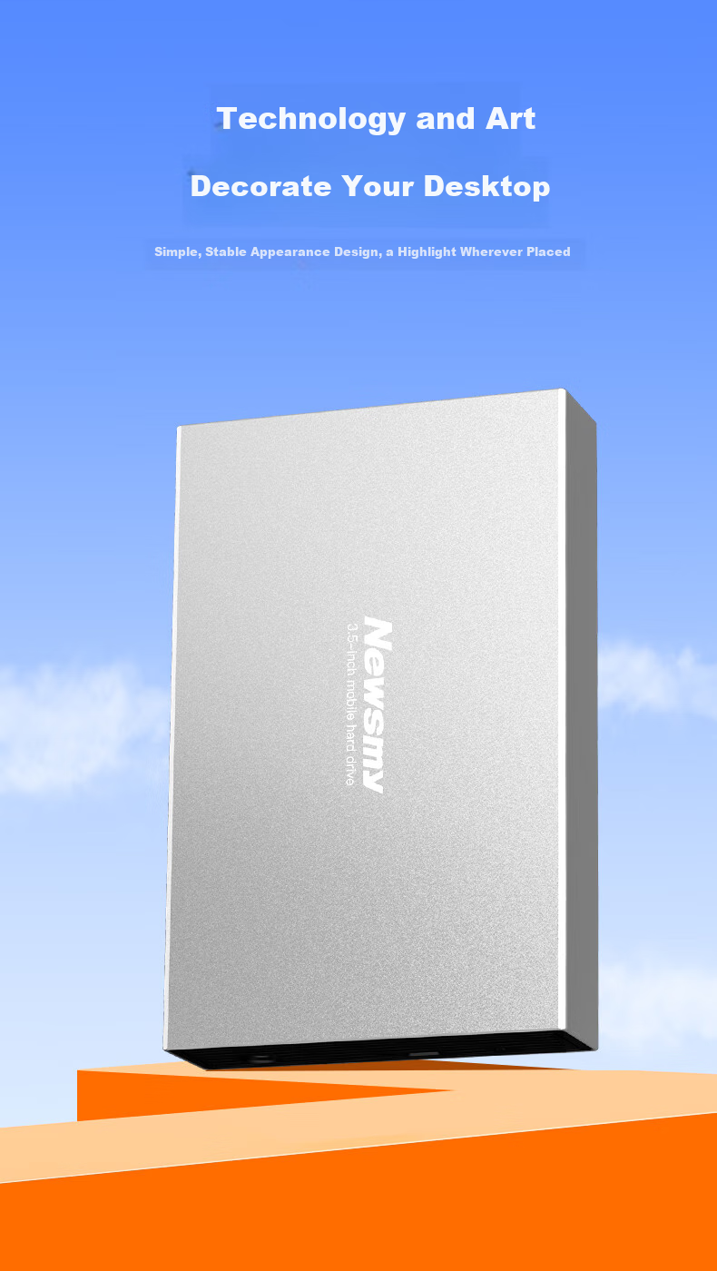 Newsmy 4TB Mechanical Hard Drive, 3.5-Inch Desktop Storage, Xingji Series Fashion Edition, Type-C USB3.1, Space Silver, Metal Shell, Large Capacity 10
