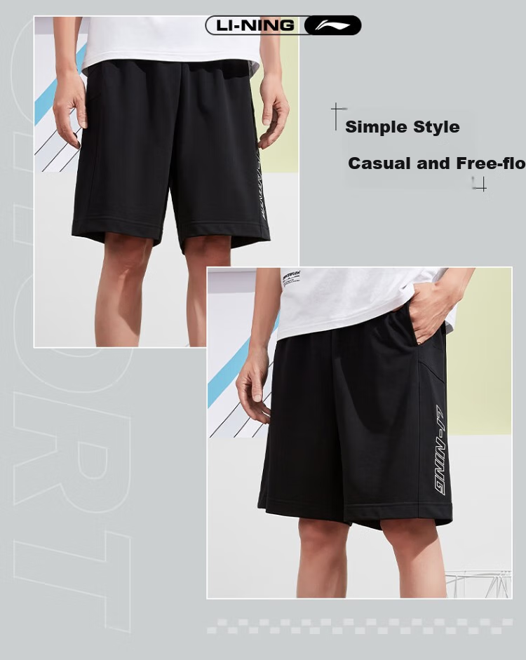 LI-NING Men's Fashion Casual Versatile Breathable Skin-Friendly Comfortable Sports Running Shorts 4