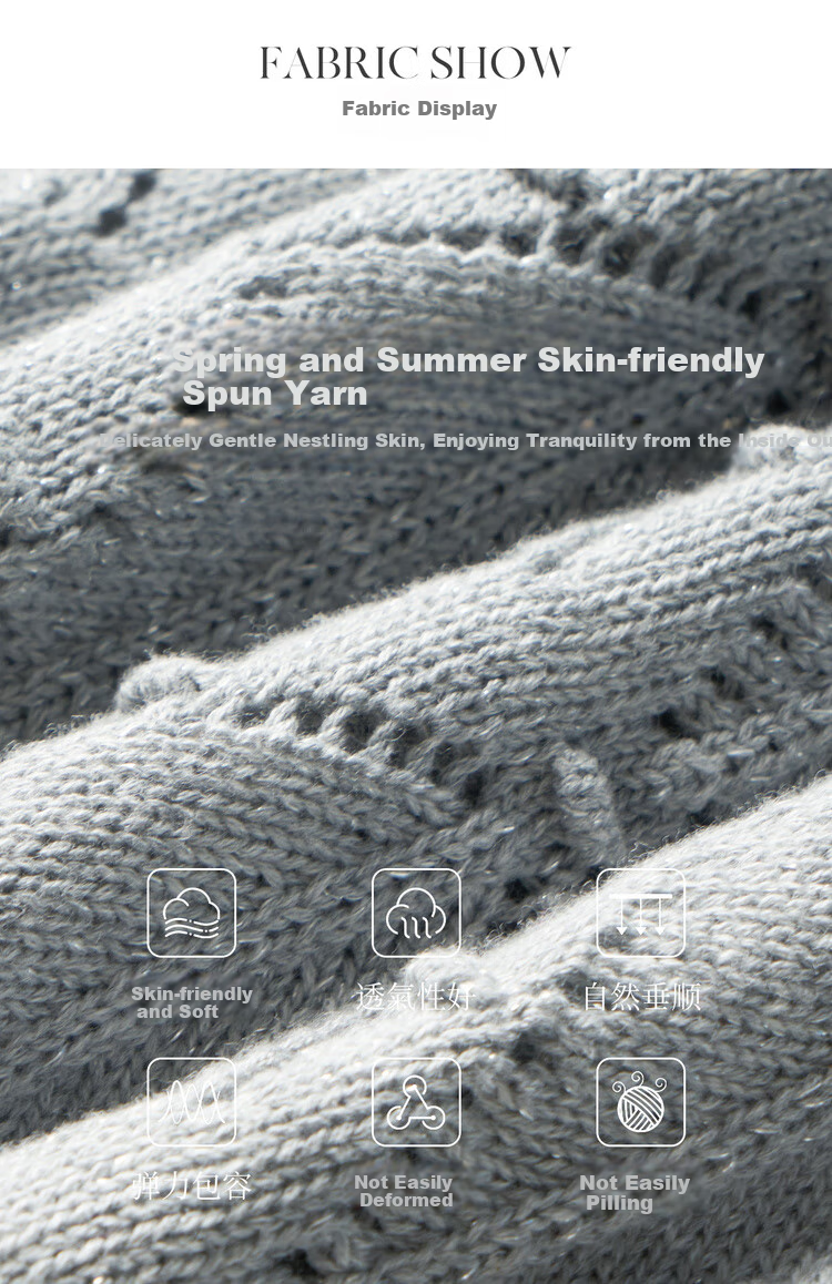 Olrain Eurier Summer Commuter Knit Pullover Top with Hollow Design Gray (New Batch) S 20