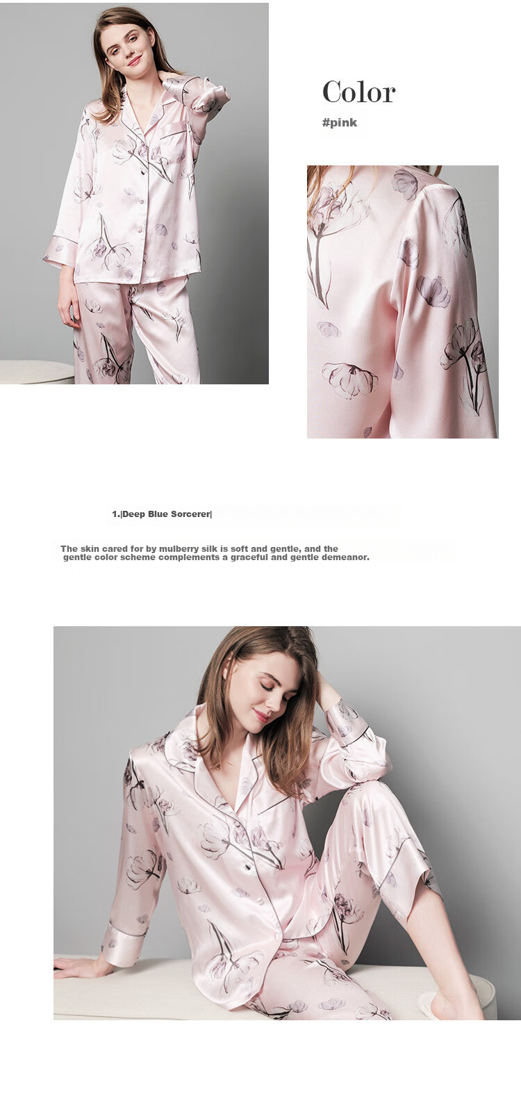 Sijie [Same As in Mall] Silk Pajamas, Printed High-End Luxury Mulberry Silk, Wearable Outside, Loungewear, Gift 4