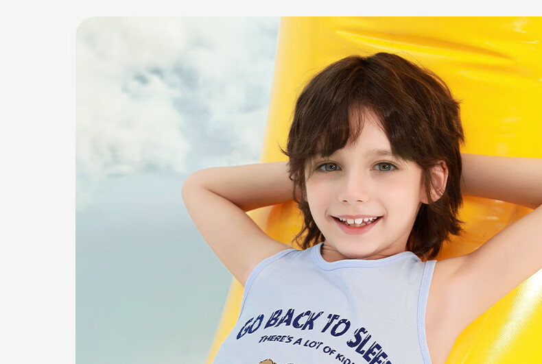 YING BO LUN Summer Boys' Tank Top, Pure Cotton Baby Undershirt, Children's Inner Wear Top, Class A Two-Piece Set, 20901, 130 5