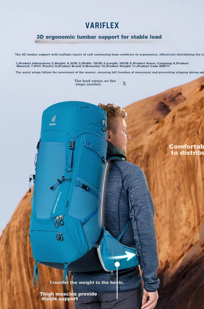 DEUTER Hiking Backpack, Zhen Tu Heavy-Duty Large Capacity Outdoor Bag, Trekking Travel Backpack, Shale Color-45+10SL 7