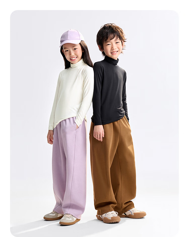 Annil Kids Boys and Girls High Collar Long Sleeve T-Shirt 2025 Autumn New Milk Candy White Size 150 5