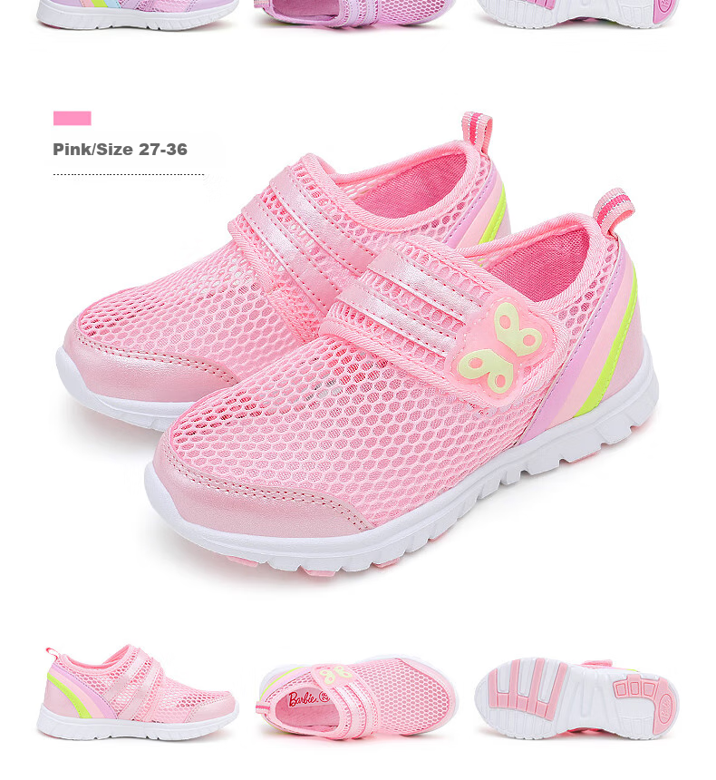 Barbie Children's Shoes, Summer Kids' Sneakers, Girls' Breathable Mesh Shoes, Casual Sports Shoes DA5506, Pink, Size 32 16