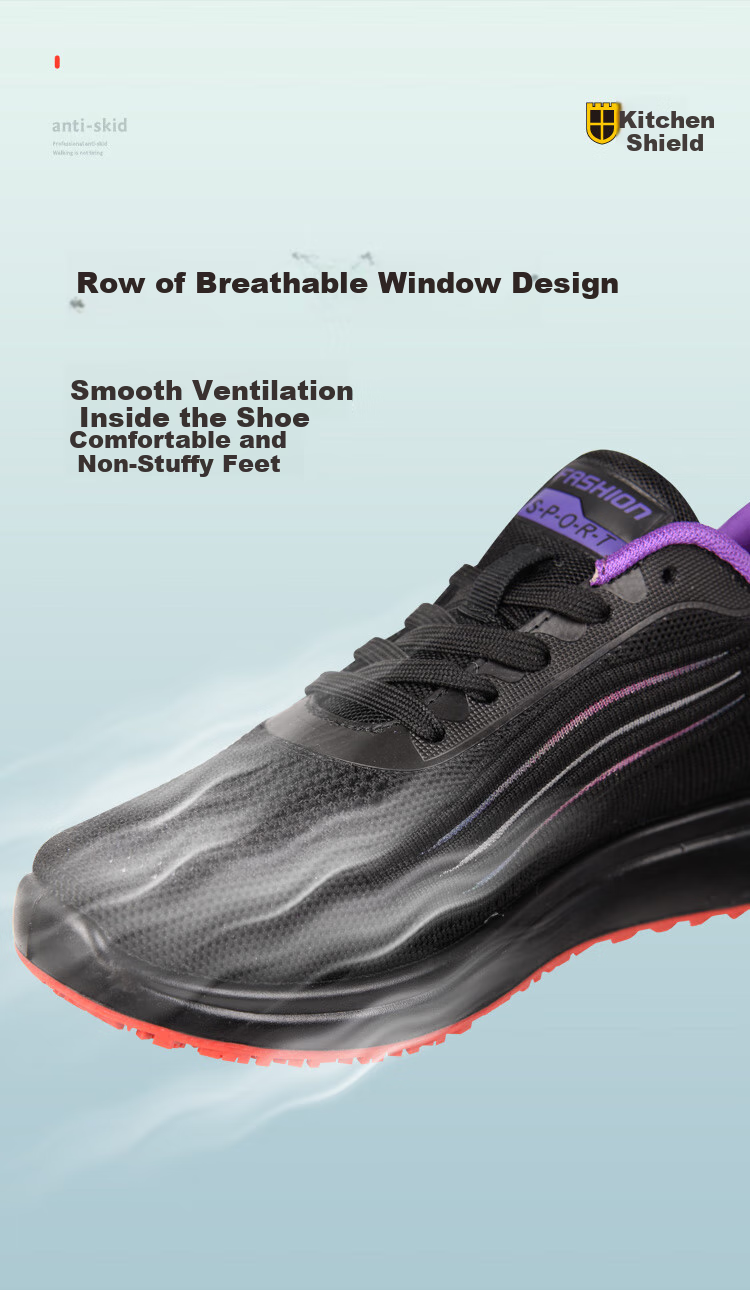 Chudun Chef Shoes for Women, Non-Slip And Oil-Resistant, Kitchen Work Shoes, Soft-Soled Breathable Sneakers for Female Employees, Black, Size 36 7