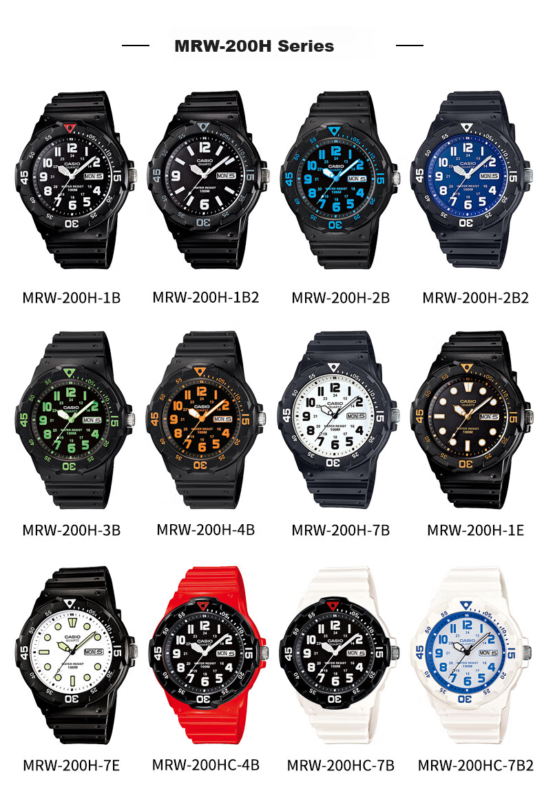 Casio Men's Analog Watch with Date Display, Sports, Water-Resistant, Suitable for Children, Students, Exams, Quartz Watch for Men And Women MRW-200H 4