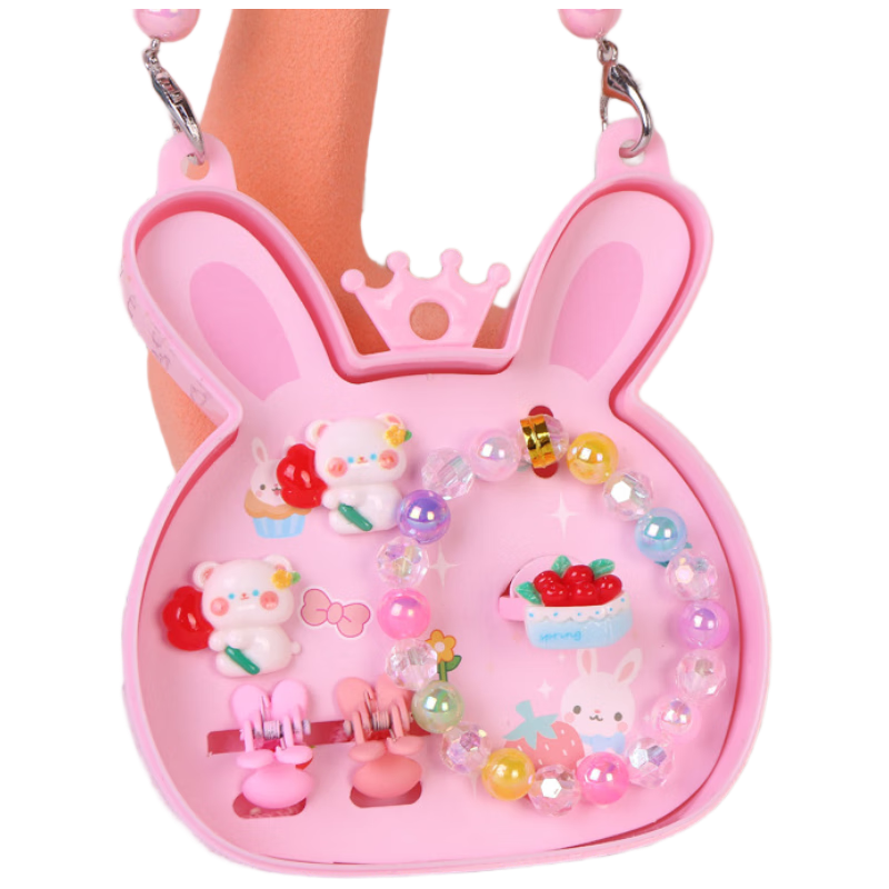 Jiaxiang Children's Gift Set Girls Baby Hair Clips Earrings Accessories [Cute Bear 6-Piece Set] Little Rabbit Box