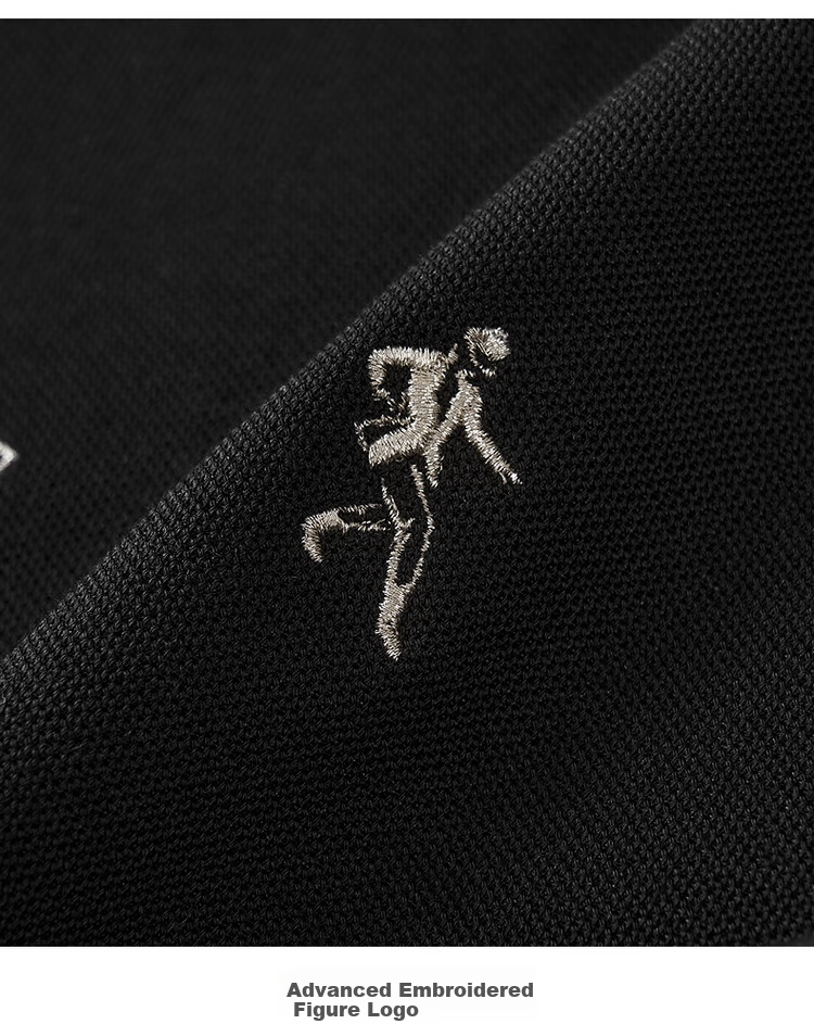 DANCING WOLVES [Ice Oxygen Bar & 7A Grade Antibacterial] Summer Dotted Embroidery Men's Short-Sleeve POLO, 001 Black, L(175) 13