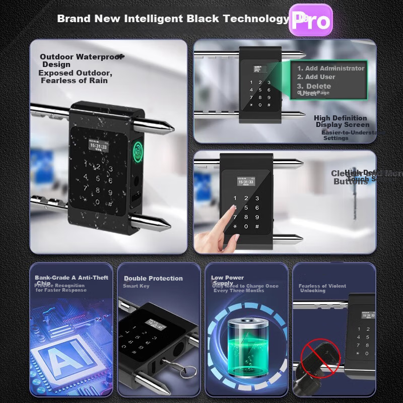 Chugong Fingerprint U-Shaped Lock, Office Glass Door, Shop Entrance, Smart Electronic Padlock, U-Shaped Lock, Password Lock 3