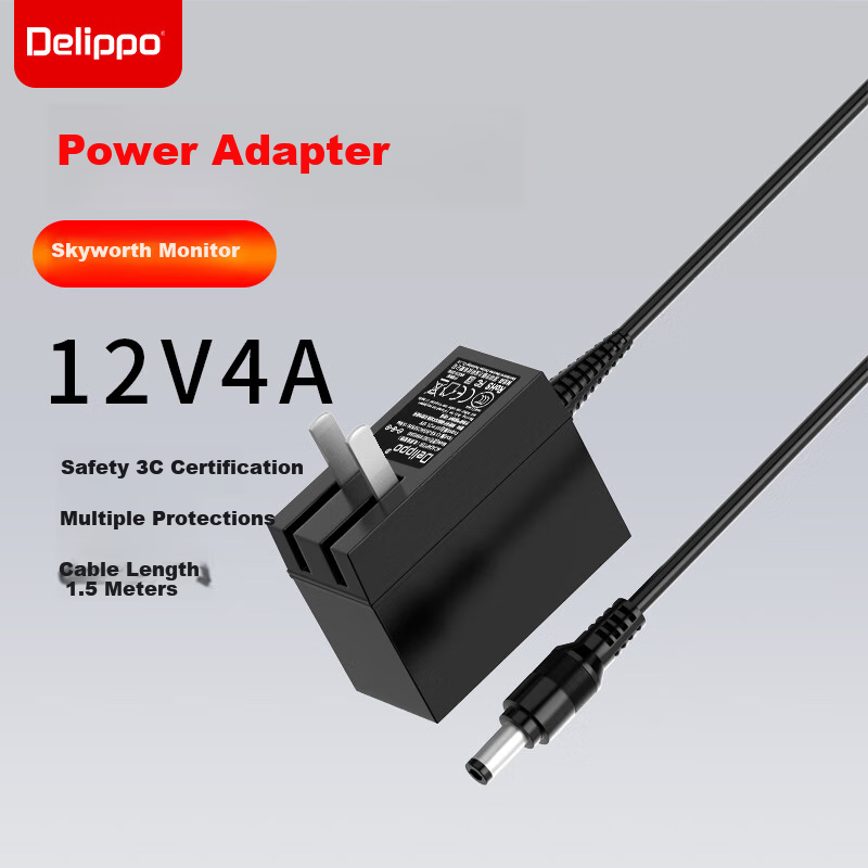 Delippo 12V 4A 3.5A Universal Industrial Camera, Hard Drive Enclosure, Small Appliances, Mini Washing Machine, Water Dispenser, Purifier, Charger, Massage Device, Beauty Instrument Power Cord