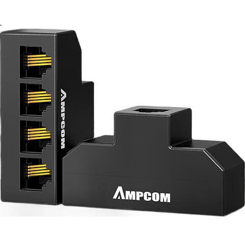 Разветвитель телефонный AMPCOM RJ11, 1 в 3, желтый